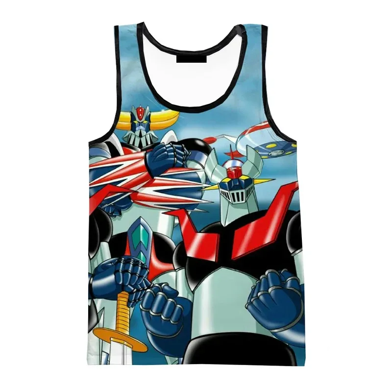 Camisetas sin mangas con estampado 3D de Robot Mazinger Z de película de Anime para hombre/mujer, chaleco de campaña de moda con personalidad, ropa de gimnasio de gran tamaño para verano