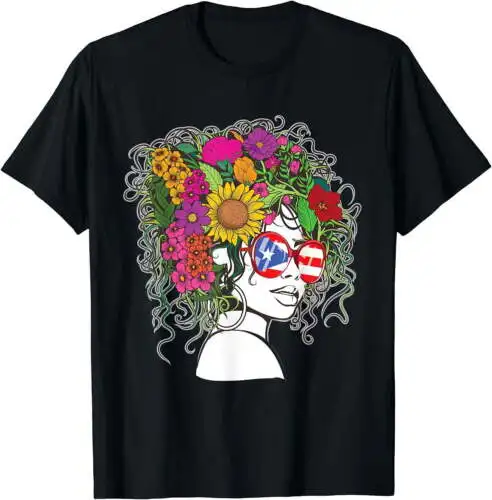 Flower Afro Hair Puerto Rico Shirt Women Black Melanin Queen T-Shirt Black Small