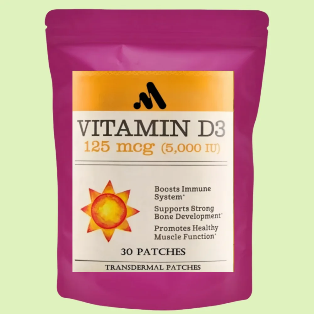 30 Patches Vitamin D3 5000 IU, Vitamin D Transdermal Patches, Premium for Immune Support, Healthy Muscle Function, Bone Health