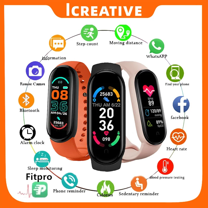 2021 New M6 Smart Watch Men Women Fitness Sports Smart Band Fitpro Version Bluetooth Music Heart Rate Take Pictures Smartwatch