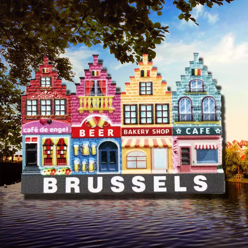 Belgium Brussels three-dimensional street view magnet refrigerator sticker Creative message sticker travel souvenir craft gift