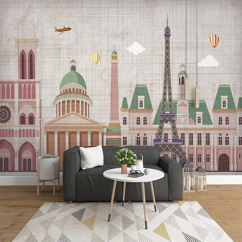 

Custom Large Wall Mural Canvas 3D Cartoon City Buildings Wallpaper for Children's Bedroom Living Room Sofa Background Home Decor