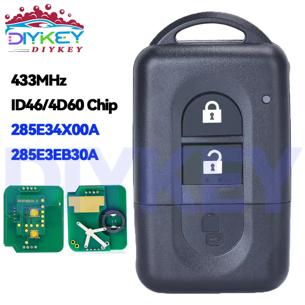 

DIYKEY 285E34X00A 285E3EB30A для Nissan Xtrail Qashqai Pathfinder Micra Juke Keyless ID46/4D60 чип 433 МГц умный дистанционный брелок