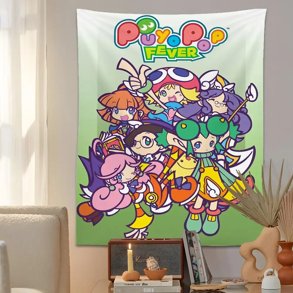P-Puyo P-Puyo F-Fever Sig Tapestry Microfiber Background Art Decor For Bedroom Living Room Garden Outdoor Festival Wall Decor