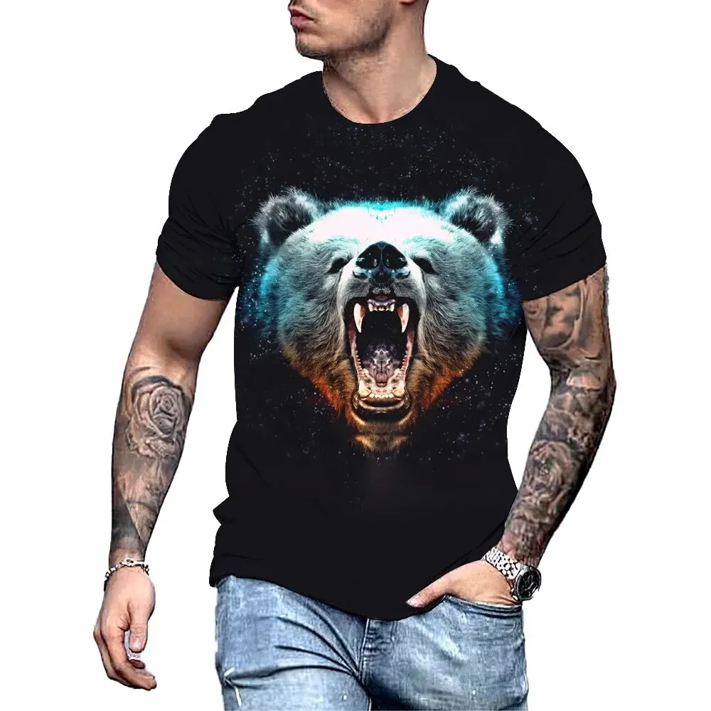 Summer Bear 3D Print T-Shirts Streetwear Casual Men Women Fashion Oversized Short Sleeve T Shirt O-Neck Kids Tees Tops Clothing