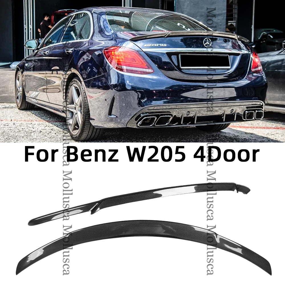 For Mercedes-Benz C-Class W205 4Door sedan Babos Style Carbon Fiber Rear Spoiler Trunk Wing 2013-2022 FRP honeycomb Forged