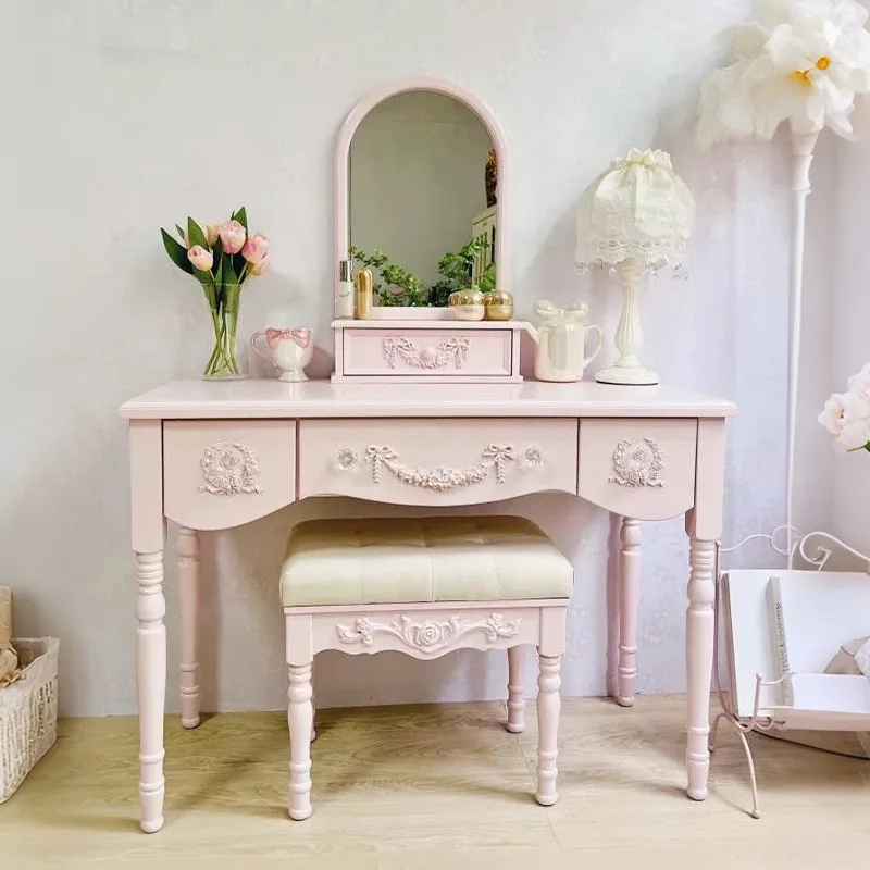 Glass Storage Makeup Vanity Desk Decor Italian Vintage Mirror Makeup Vanity Desk Small Cheap Kaptafel Furnitures For Bedroom