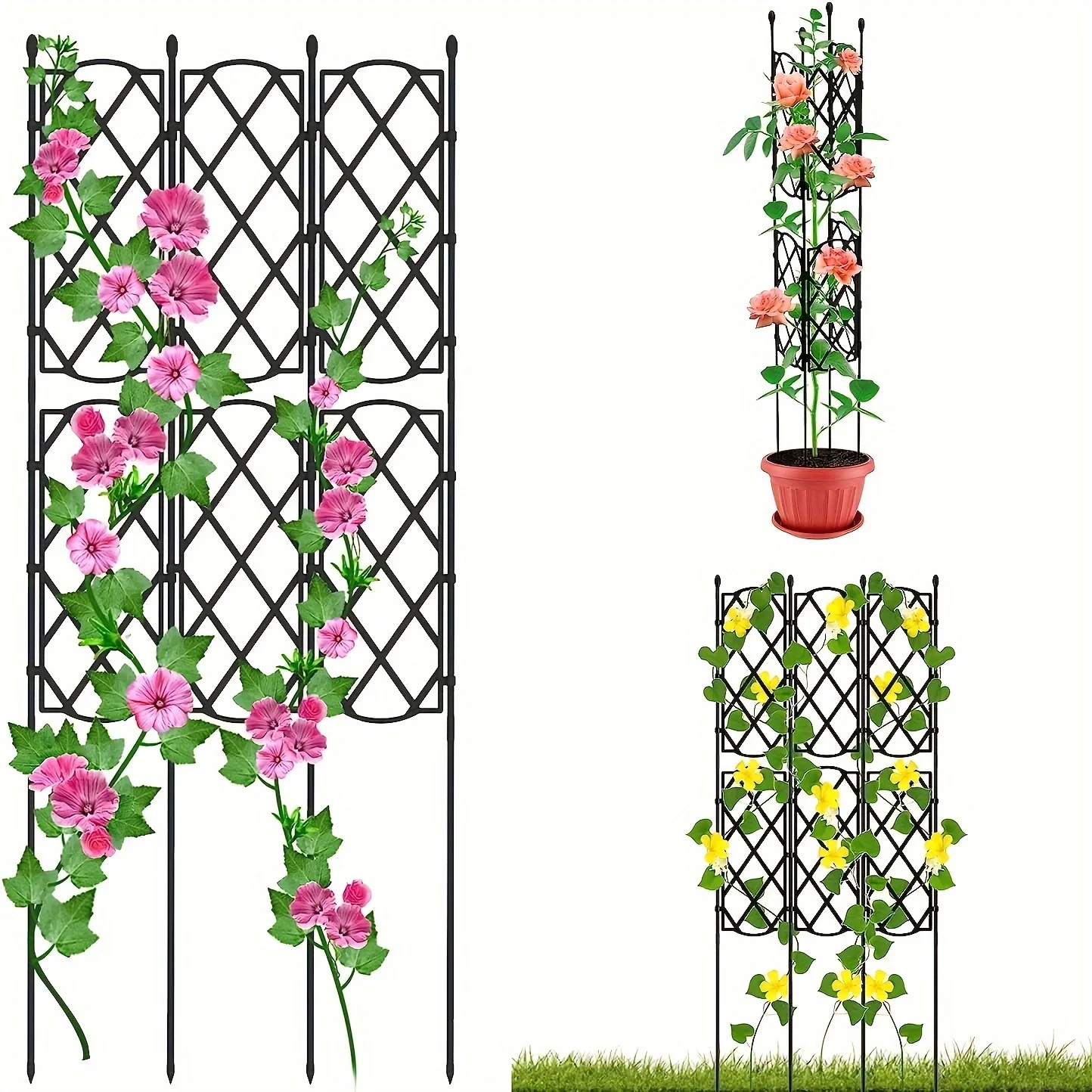 

Garden Trellis for Climbing Plants, Deaunbr Plant Support Obelisk Trellis Garden Trellises for Vines, Flowers Stands, Raised Bed