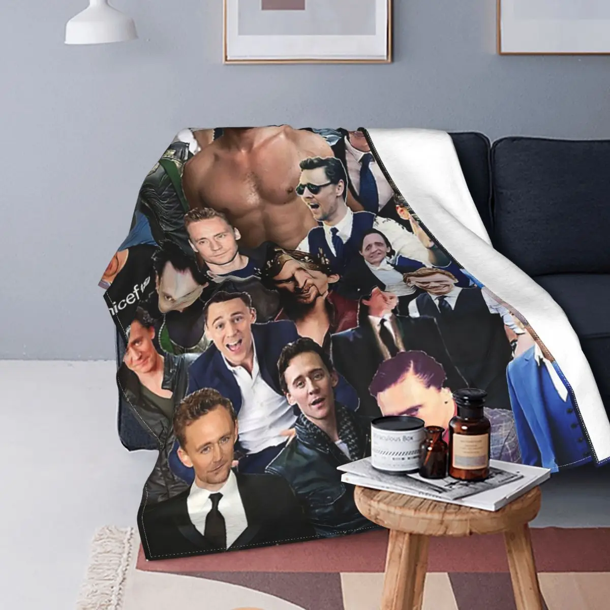 

Tom Hiddleston Collage Blanket Fleece Spring/Autumn Aquarius Zodiac Thomas William Hiddleston Throw Blankets for Sofa Car Quilt