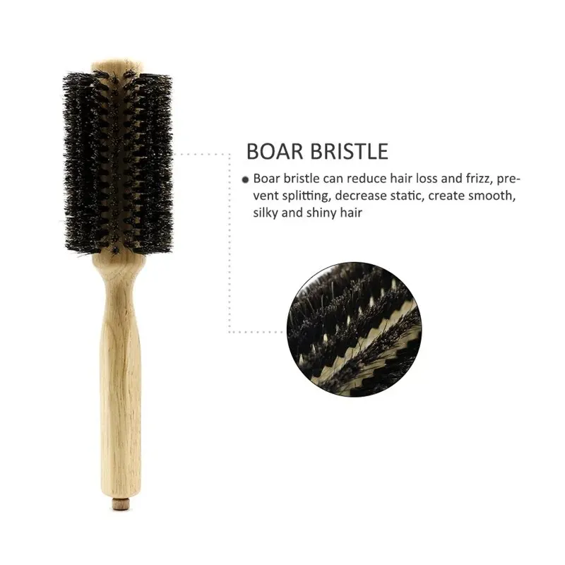 Professional 6 Sizes Barber Salon Wood Handle Boar Bristles Round Brush Removable Tail Hairdresser Hair Brush Hair Round Combs