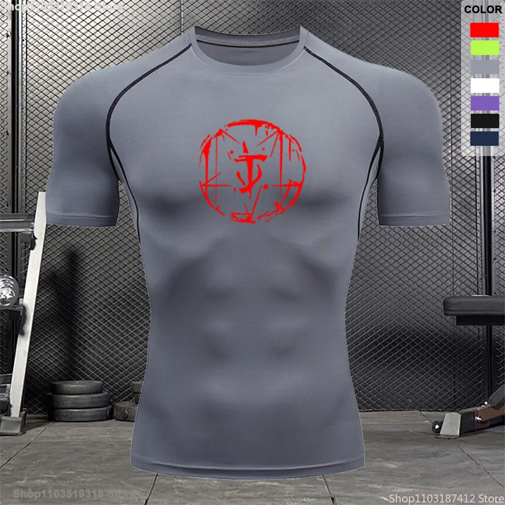 

Летние спортивные топы, быстросохнущая Мужская компрессионная рубашка, футболка для тренировок в тренажерном зале, бега, фитнеса, дышащая, с коротким рукавом