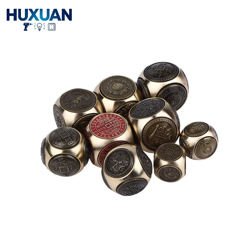 Jouet rotatif à six faces en forme de pièce de monnaie chinoise porte-bonheur, artisanat, outil sensoriel anti-stress et d'attention pour anniversaire et Noël