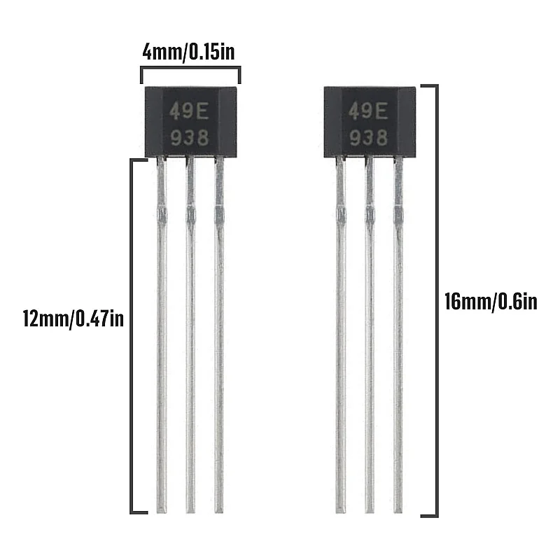 49E OH49E SS49E Linear Hall Effect Sensor 3-Pin Magnetic Detector Linear Hall Effect Sensors Hall Sensors TO-92S (Pack of 20)