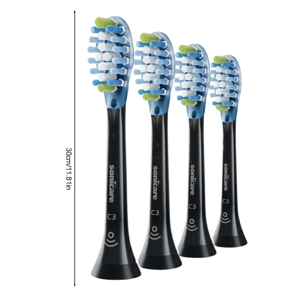 Sonicare C3 4-пакет сменных насадок для зубных щеток, защитная зубная щетка, белая или черная