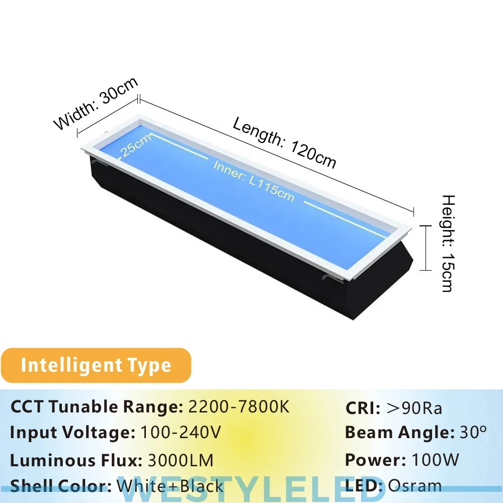 300*1200mm Skylight Windows Blue Skylight LED Artificial Sunlight Virtual Roof Window Blue Sky Ceiling Panel Light