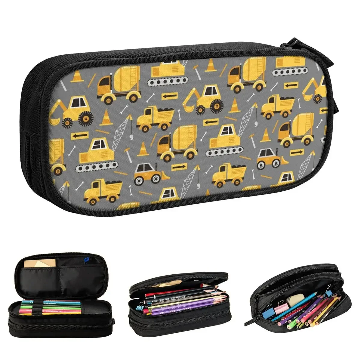 

Excavators Construction Trucks Pencil Case Boy Loves Cartoon Pen Box Bags Kids Big Capacity School Supplies Cosmetic Pencilcases