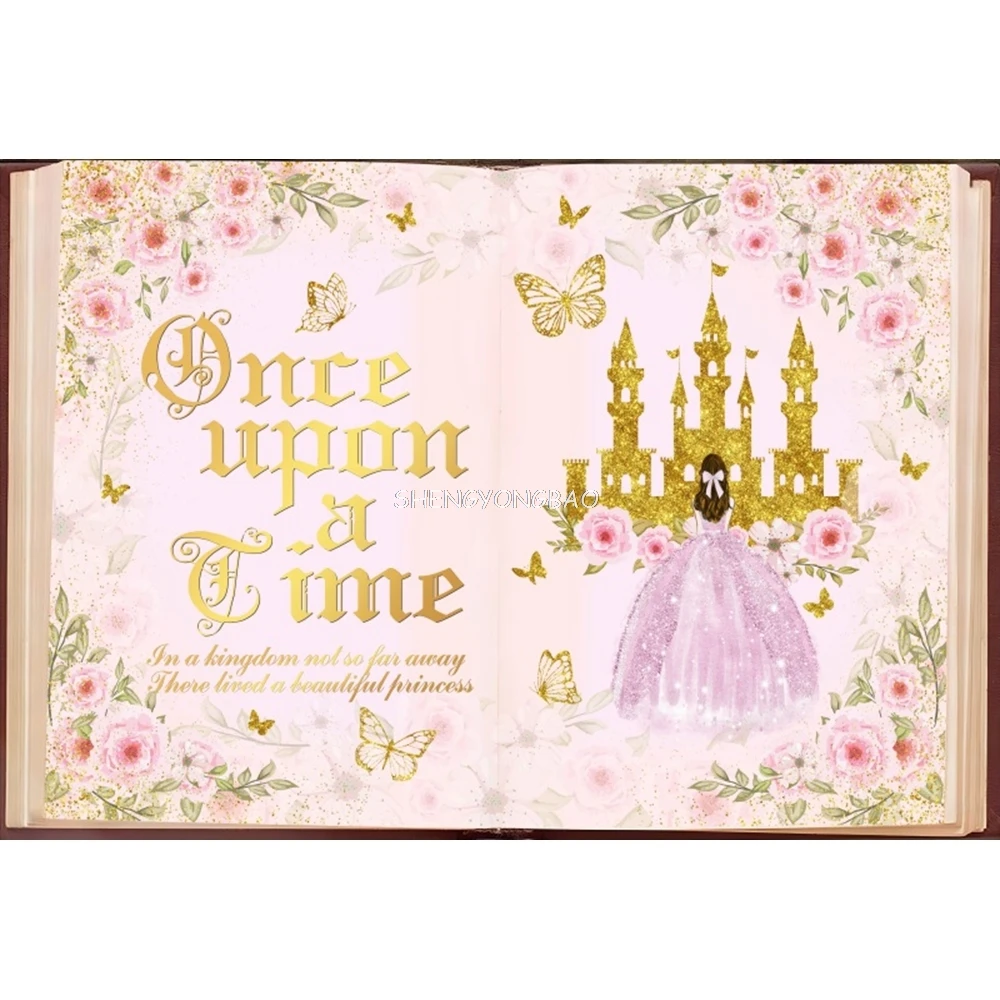 Baby 1st Birthday Once Upon a Time Backdrops For Photography Fairy Tale Book Castle Princess Party Decor Background Photo Studio