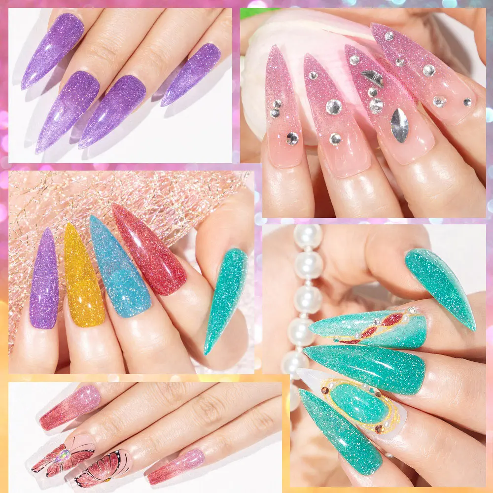 MIZHSE 7ML Reflecterende Gel Nagellak Glitter Sparkling Jelly Gel Voor Manicure Nail Art Semi Permanente Losweken Glitter gel