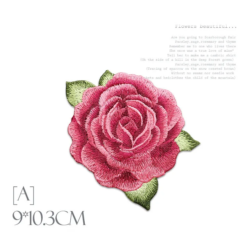 1 Piece Small Medium Large Size Pink Peony Embroidery Patch Fashion Applique Sew on Patch for Garment DIY Glue-free