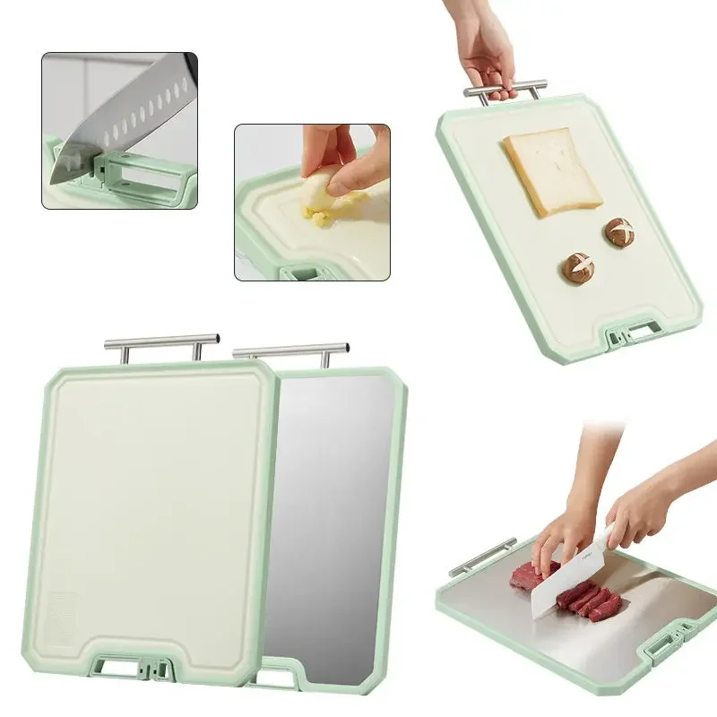 

2 IN 1 Custom Cheese Food Plastic Chopping Board Stainless Steel Defrosting Cutting Board