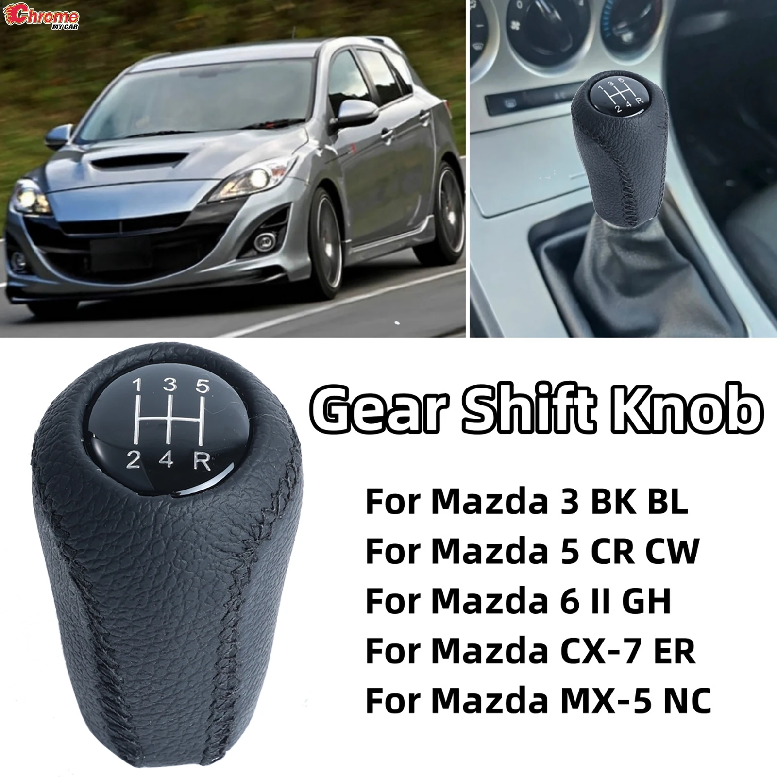 5 Speed Gear Shift Knob For Mazda 3 BK BL 2006-2012 5 CR CW 2005-2013 6 II GH 2007-2012 CX-7 ER 2006-2012 MX-5 NC III 2005-2014