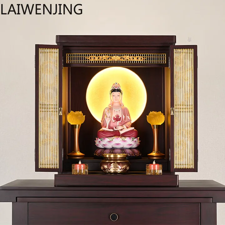 

SGF Buddhist niche with door for home modern simple table Chinese wall-mounted hanging cabinet