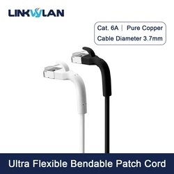 Linkwylan Slim Bendable Cat.6A Cat7 F/UTP Copper Network RJ45 Patch Cable 32AWG TPE White Black