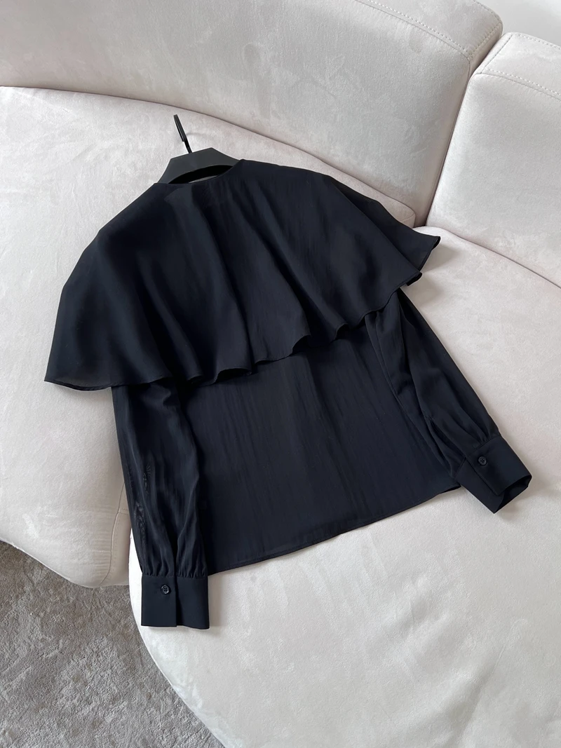 

Ele Bla Silk awl Design Легкий женский полупрозрачный винтажный капюшон Ne Long Sve Busin Casual Faion