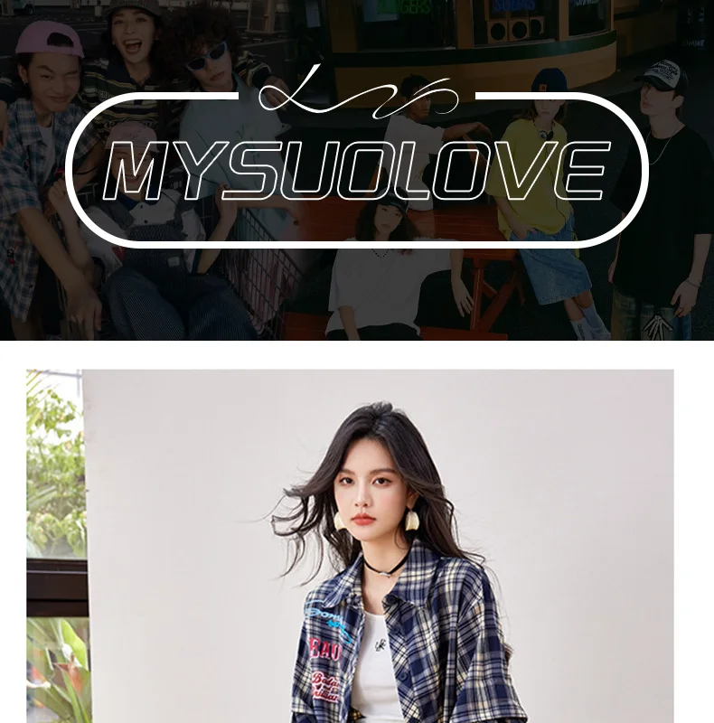 

MYSUOLOVE Spring/Summer Fashion plaid shirts for women and man