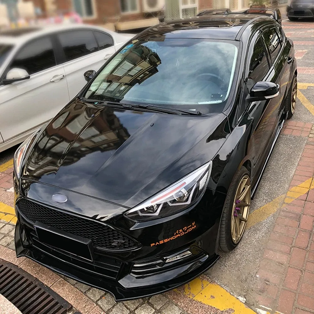 For Ford Focus RS ST Front Bumper Lip ABS Gloss Black Body Kit Spoiler Splitter Car Accessories 2015 2016 2017 2018