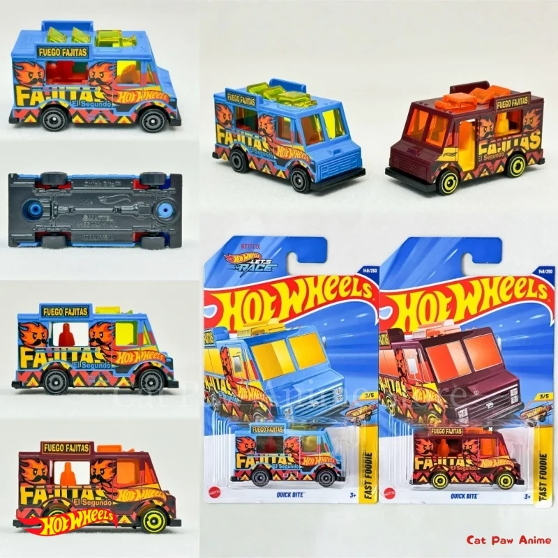 Modello di auto pressofusa in lega Hot Wheels Morso rapido n. 149 Giocattolo modello da collezione per camion alimentare blu/rosso