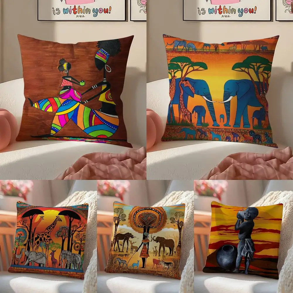 Abstrakte Malerei African Living Kissenbezug Anti-Dustmite Unsichtbarer Reißverschluss Schlafsofa