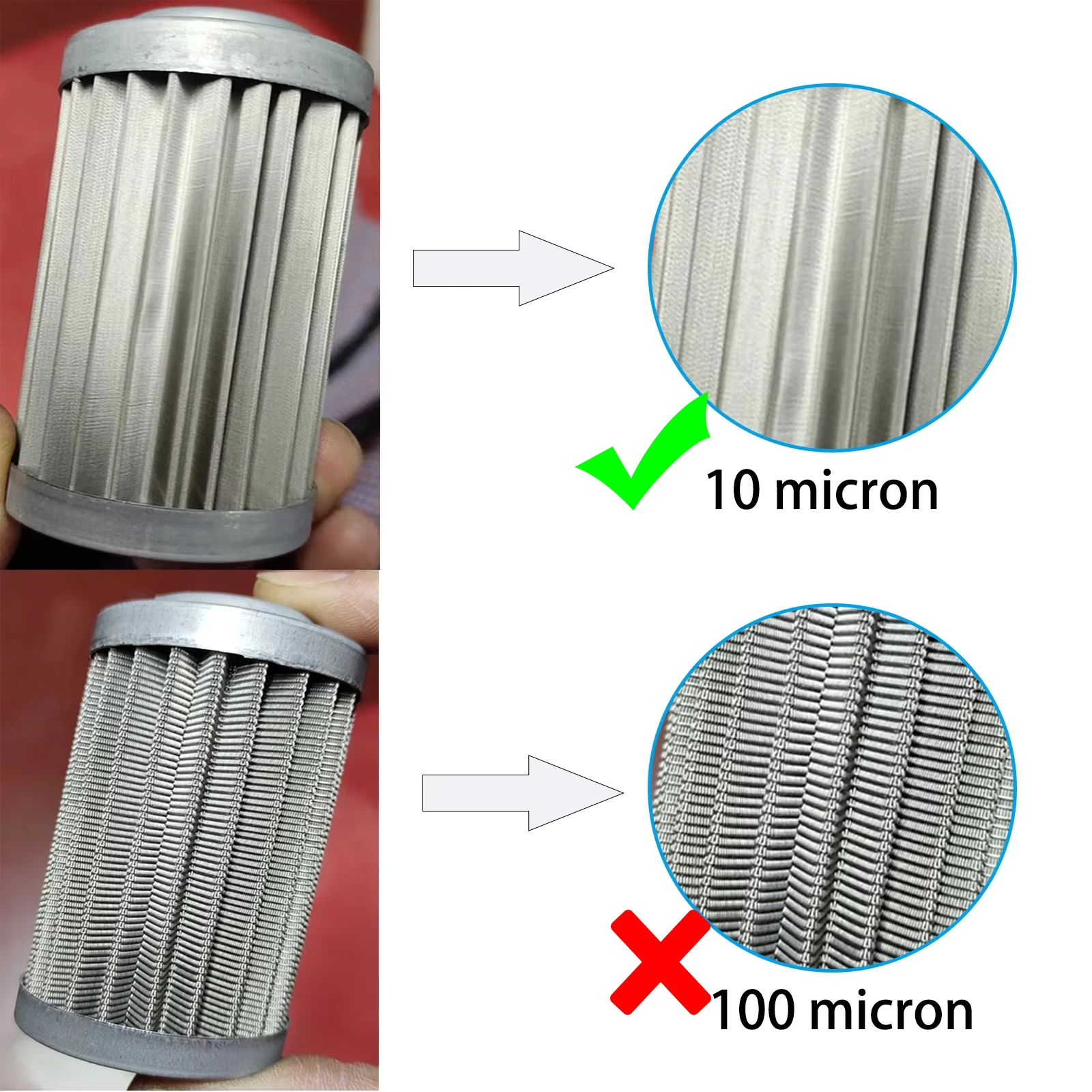 10MICRON Fuel Filter Element Replacement S.S Core Fuel Separator Assembly Elements Engine Fuel Filter Car Racing Performance