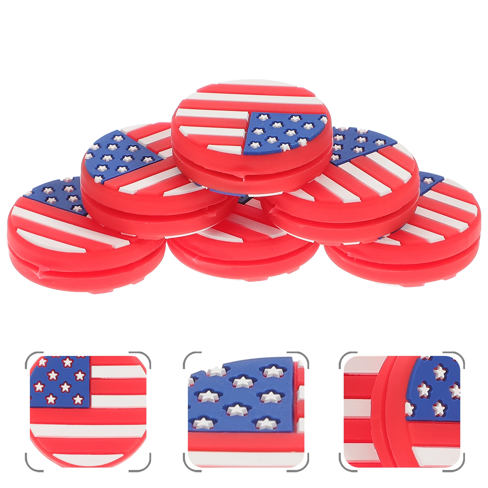 6Pcs Tennis Vibration Dampeners Silicone Tennis Racket Absorbers American Flag Pattern Reduce Shock and Improve Comfort