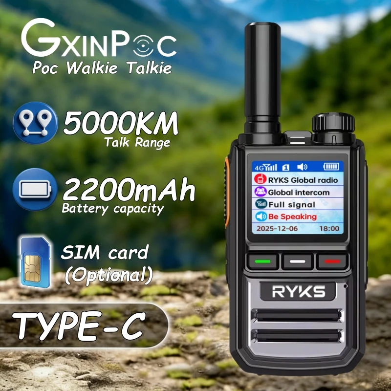

Двусторонняя радиолюбитель дальнего действия для кемпинга, Poc Radio Global 4G Walkie Talkie, 5000 км, совместимая с Zello Dmr Baofeng Uv5R Quansheng Tk11