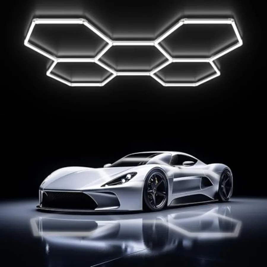

Светодиодные светильники для гаража Hexagon, ультраяркие, 6500K, 156W, 17280LM; Светодиодные светильники Hex для потолка гаража, барбершопа, мастерской, подвала, спортзала