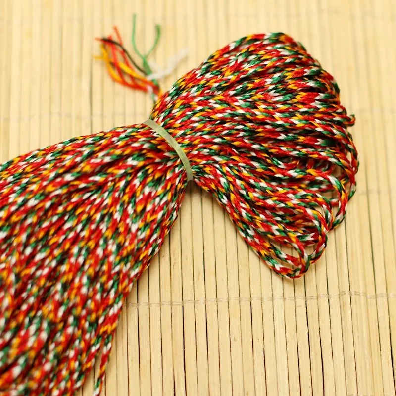 Ethnic Tibetan 5 Colorful Threads Buddhist Prayer Beads Nepal Jewelry Making  Multicolored Handmade DIY String Strand Knots