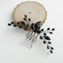 Fashion Side Hair Coombs Tiaras For Women Black Rhinestone Hairpin Hair Clips Girls Daily Headwear Fashion Wedding Bride Jewelry