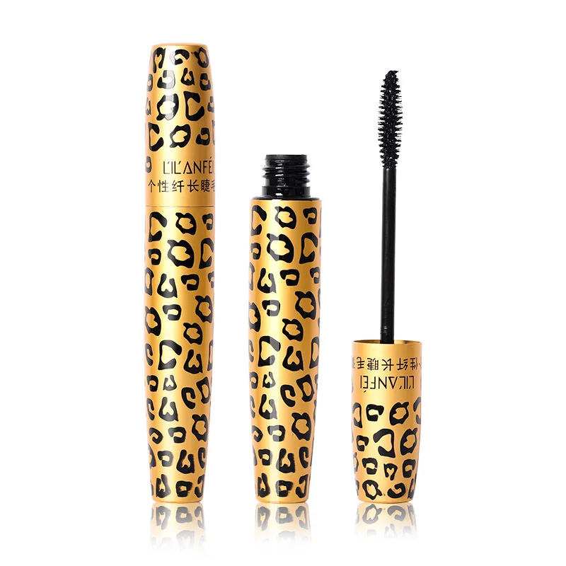 Leopard Pattern Waterproof Mascara Velvet Dense Slender Eye Black Combination 4D Eyelash Curling Thick Female Mascara Make Up