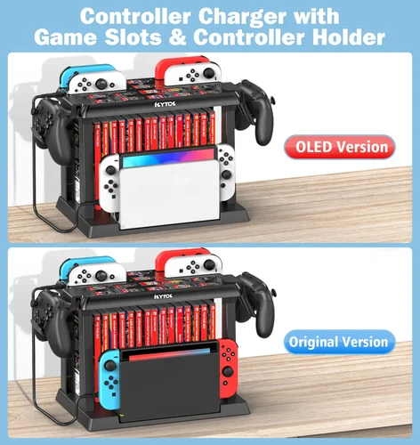 Imagen 2 del producto OIVO para Switch Joycon Charger Pro controlador soporte interruptor torre de almacenamiento de juegos para N-Switch estación de carga Original y OLED