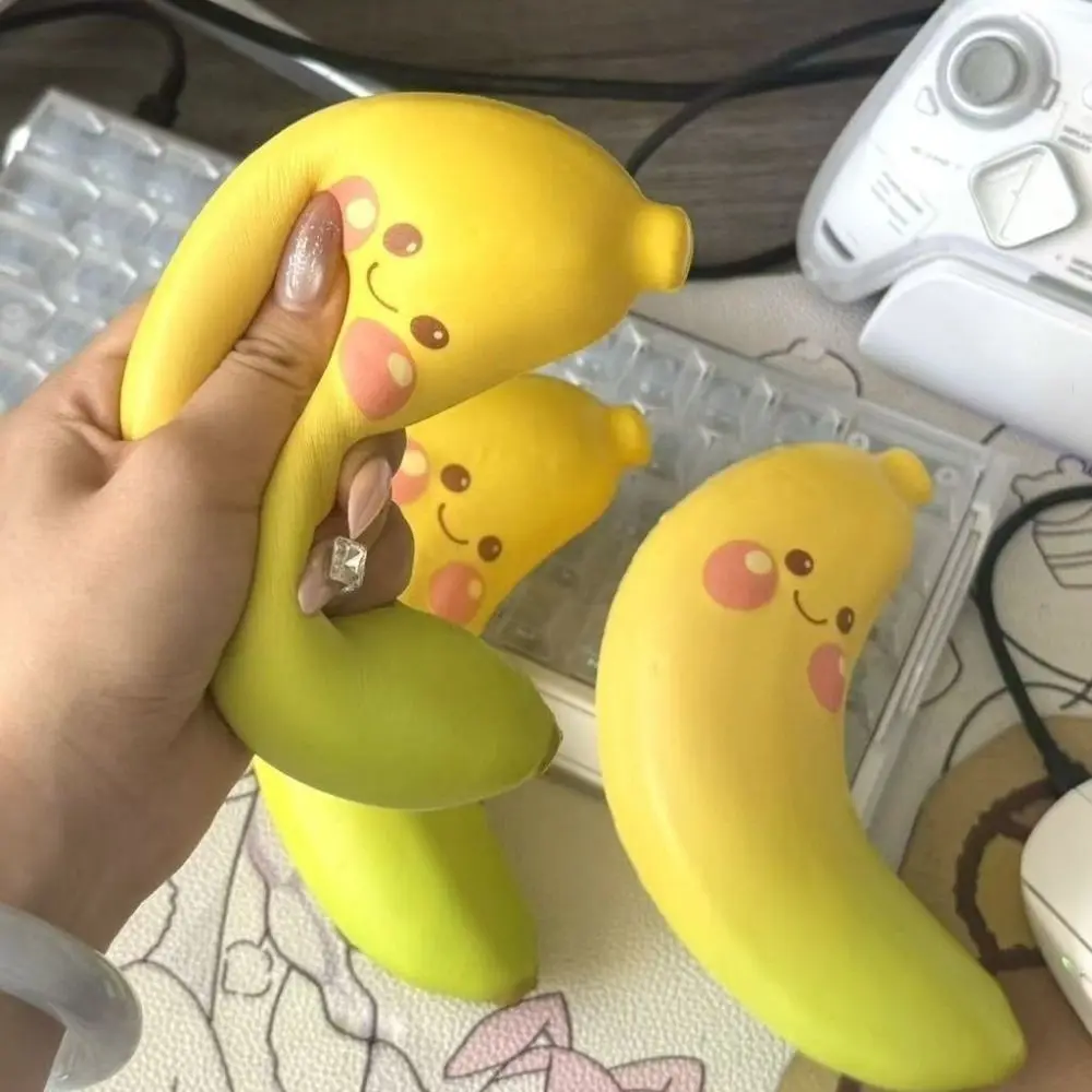 PU Banana Squeeze Soft Peeling Design Slow Rebound Fidget Hand Relax Kneading Sensory Stress Stick for Adults