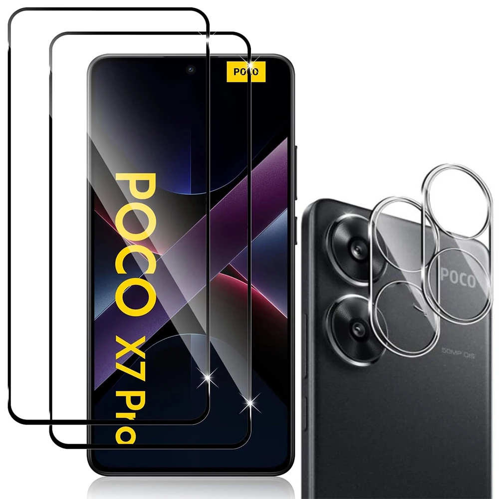 

Стекло Full Gule для Poco X7 X7 Pro, закаленное стекло Poco X7 Pro, защитная пленка для экрана HD, защитная пленка для объектива камеры телефона Poco X7 Pro