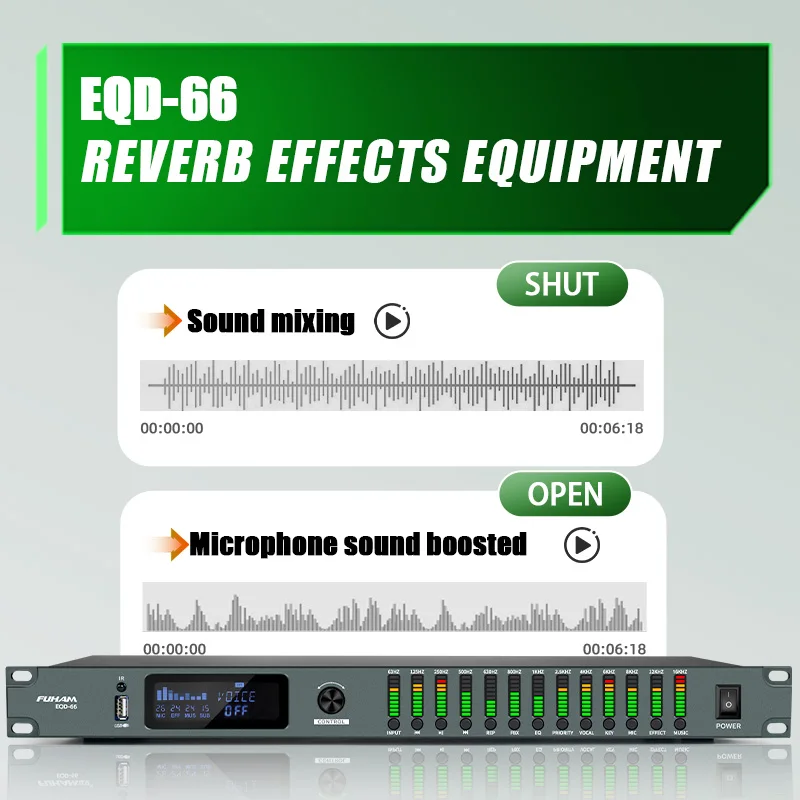 FUHAM EQD-66 المهنية المنزل قبل المرحلة المؤثر ميكروفون KTV الرقمية تردد USB بلوتوث عواء معالج كارا #3