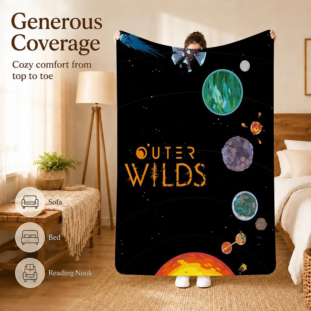 Funny O-Outer Wilds Game Movie Mysterious Throw Ultra Soft Summer Flannel Throw Blanket for Couch, Bed, Office & Travel