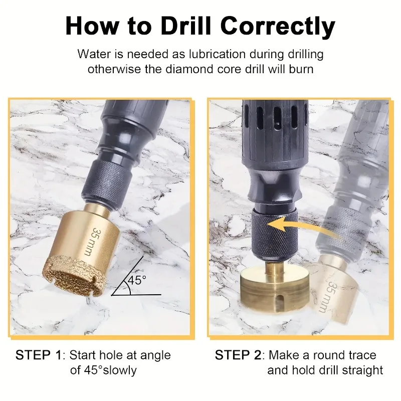 12Pcs Diamond Drill & Hole Saw Kit 6-35mm w/ Hand Tools, for Glass Marble Granite Tile Ceramic, DIY Must-Have view 6