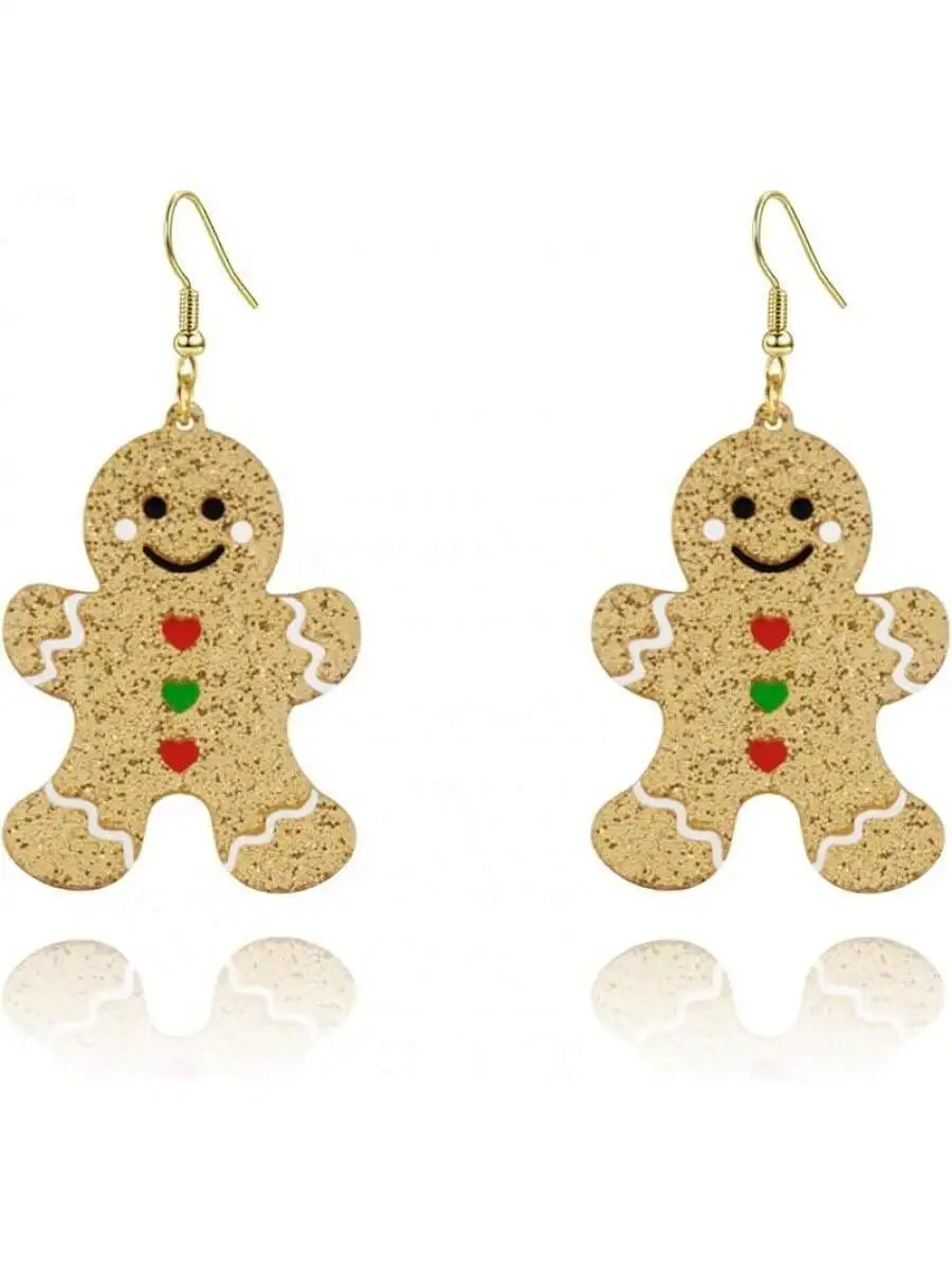 

Gingerbread Man Dangle Earrings For Women Holiday Party Jewelry