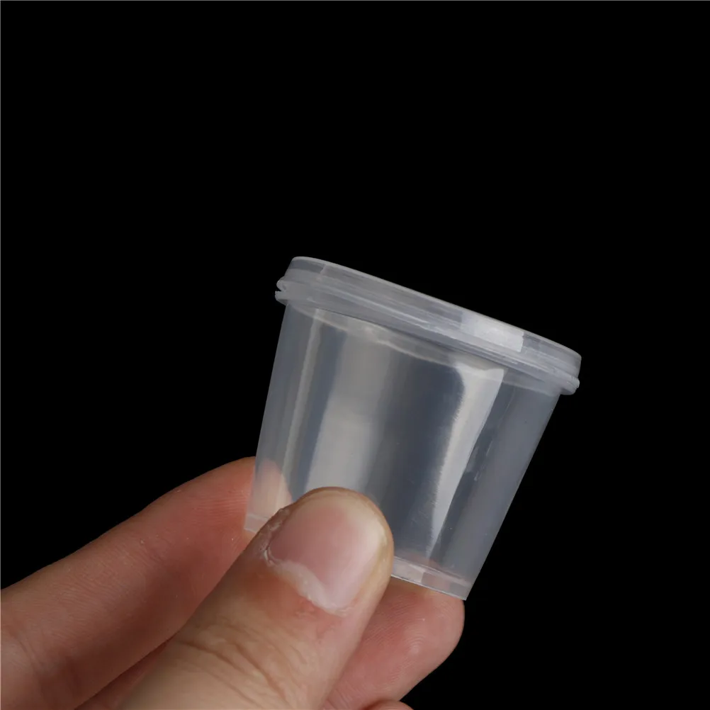

Hot 100Pcs Small Plastic Disposable Sauce Cups Food Storage Clear Package Box&Lid Condiment Dipping Takeout Portion Leakproof