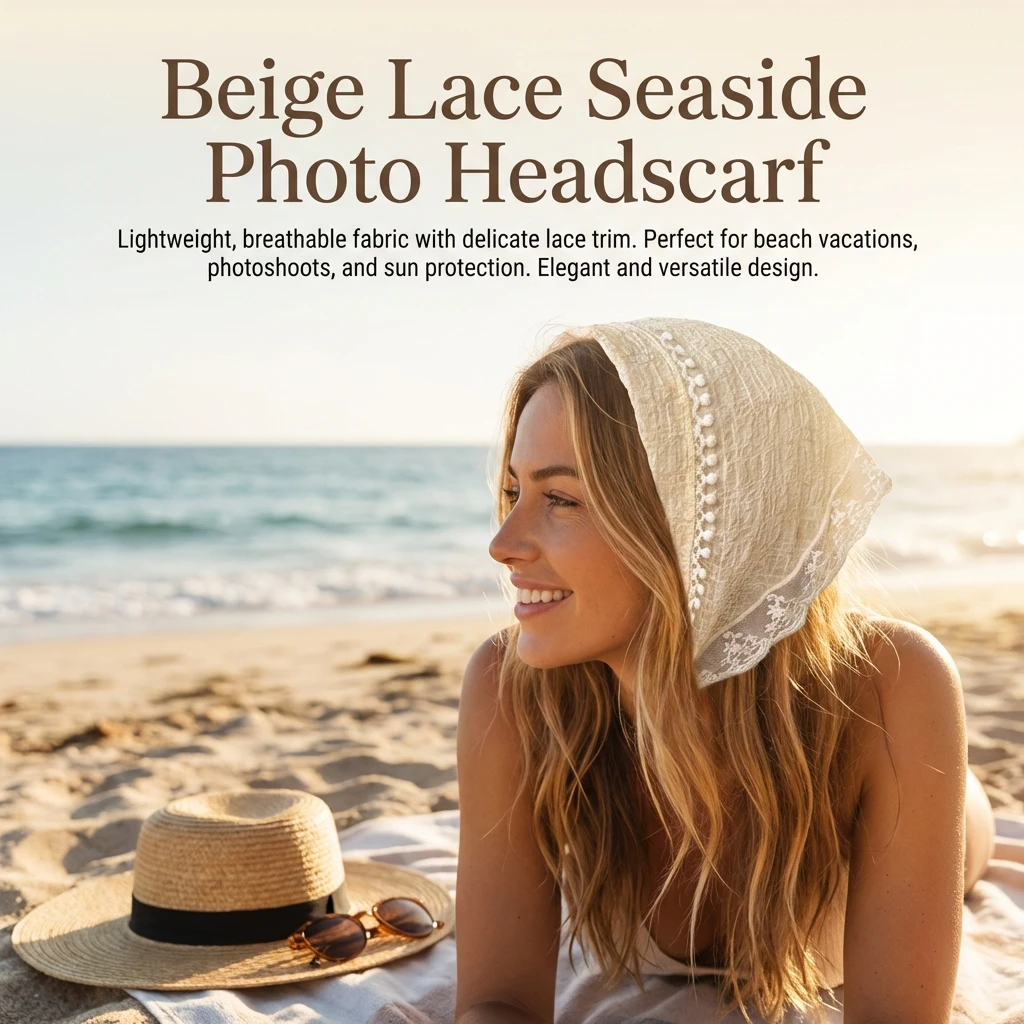 

Summer Caps Triangle Head Scarf Beach Photography Accessory UV Protection Lightweight Breathable For Vacation Outdoor Activities