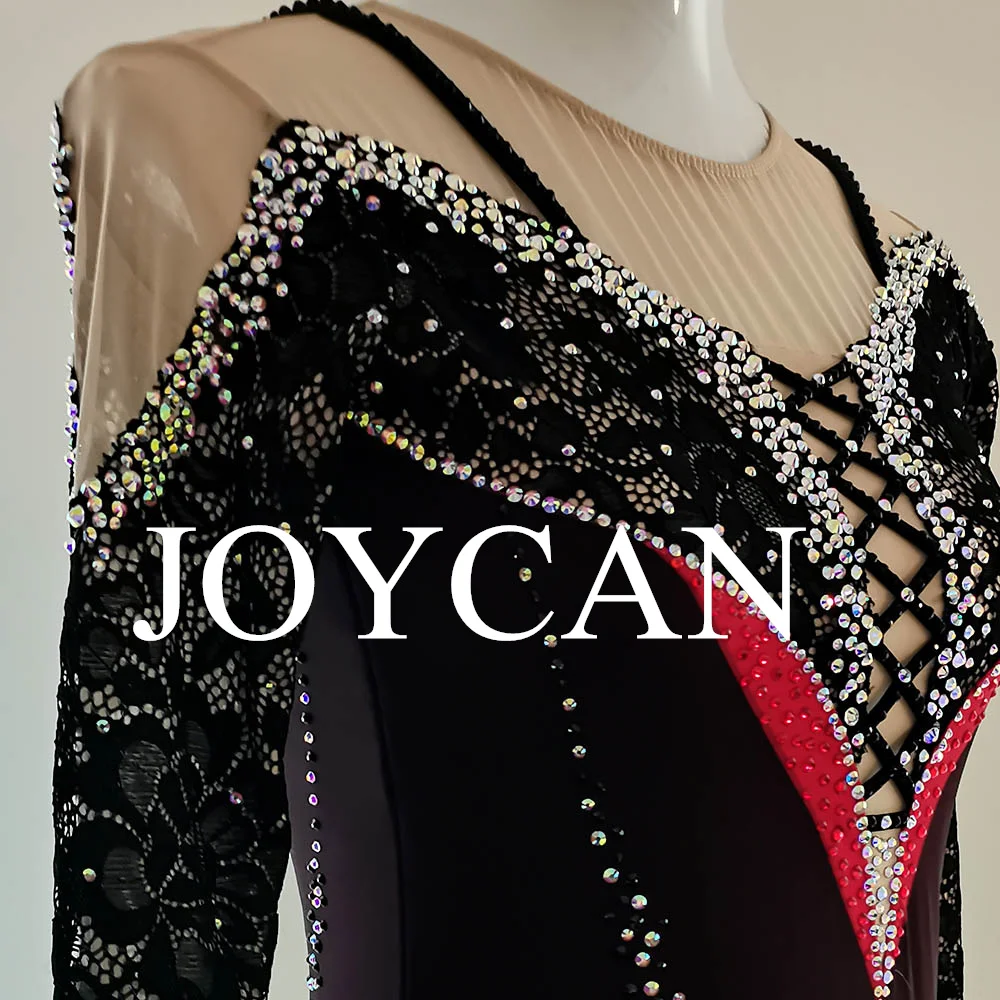 JoyCan สเก็ตน้ําแข็งชุดสาวสีส้ม Spandex ยืดการแข่งขันเต้นรําสวมใส่ที่กําหนดเอง
