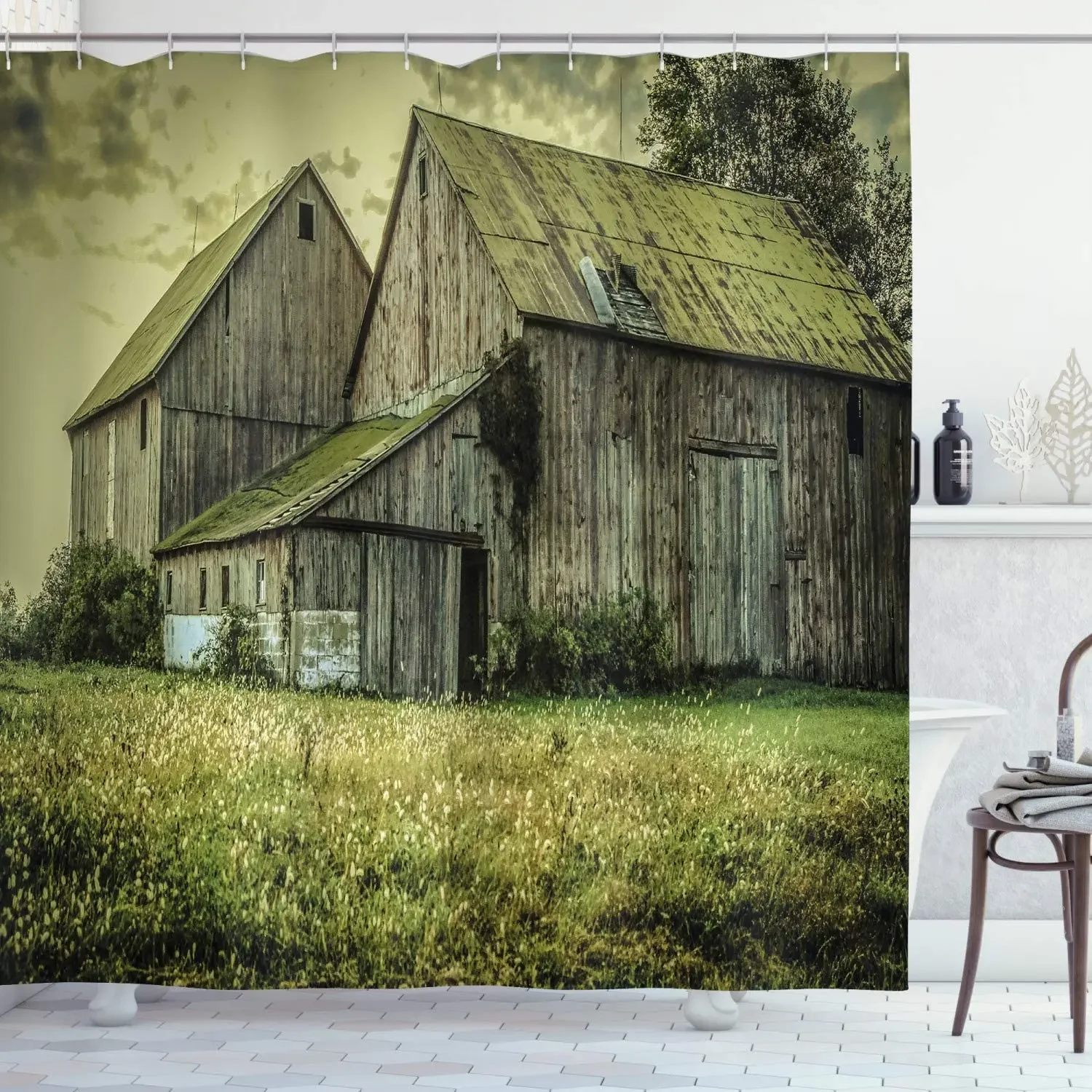 Country Farmer Field Barn Warehouse Midwest American Style Antique Artwork Print Bathroom Décor